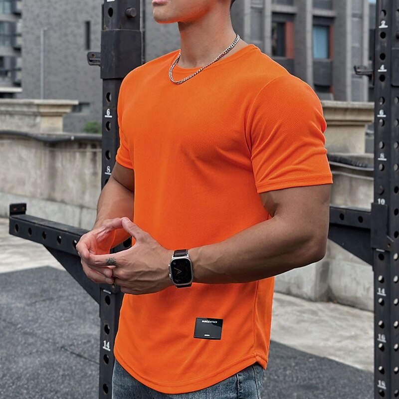 Men's Running T-Shirt Short Sleeve Tee Tshirt Casual Athleisure Solid Colored Quick Dry Soft Breathable Gym Workout Walking Jogging Sportswear Activewear Dark Grey Black White2