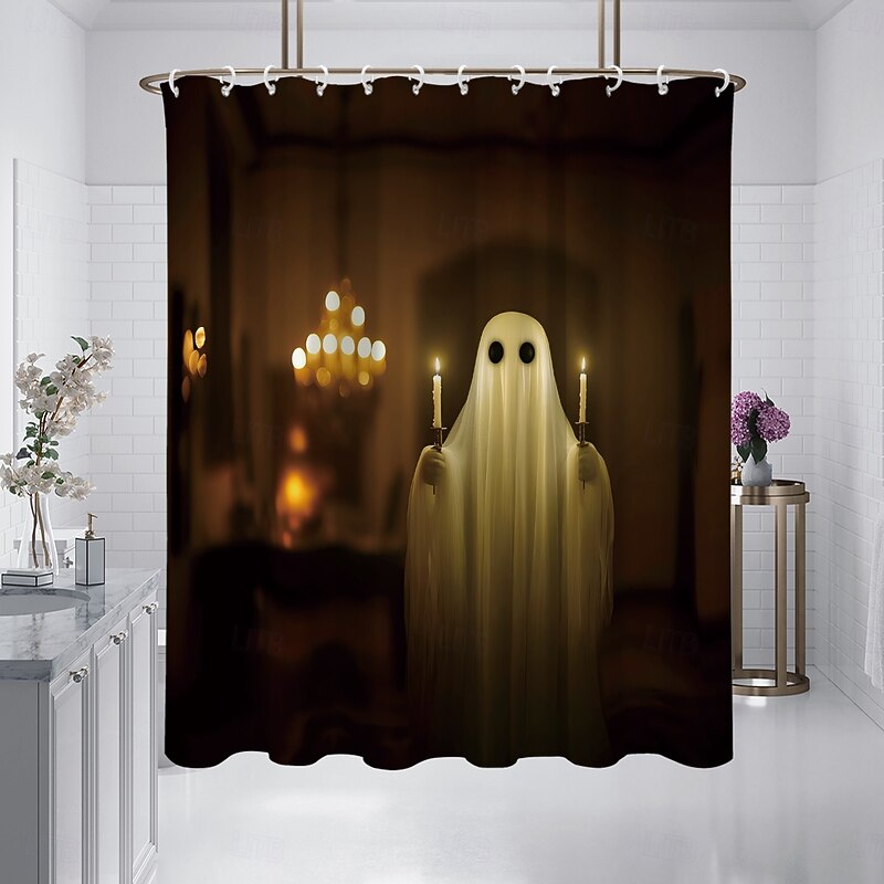 Halloween Ghost Skull Shower Curtain Modern Machine Washable Waterproof Polyester Fabric Used for Bathroom Decoration Bathtub with 12 Hooks2