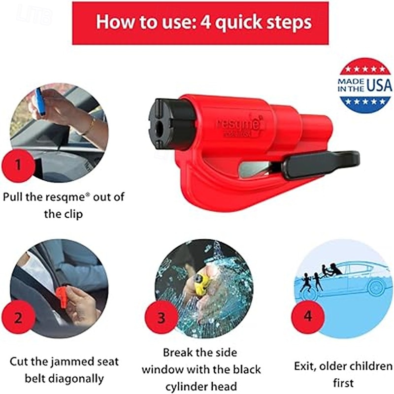 6Pcs Car Window Breaker Tool Keychain3 in 1 Glass Breaker and Seatbelt Cutter & Survival Whistle Emergency Keychain Car Escape Tool Applicable to All Cars Car Accessories2