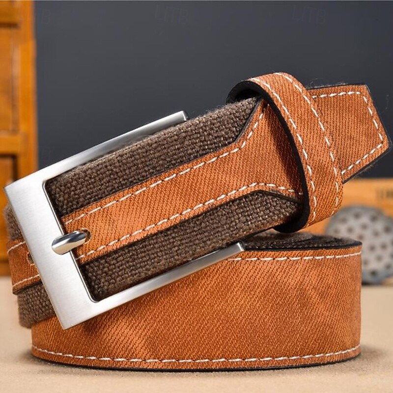 Men's Belt Waist Belt Blue Brown Canvas Alloy Vintage Durable Adjustable Plain Outdoor Daily