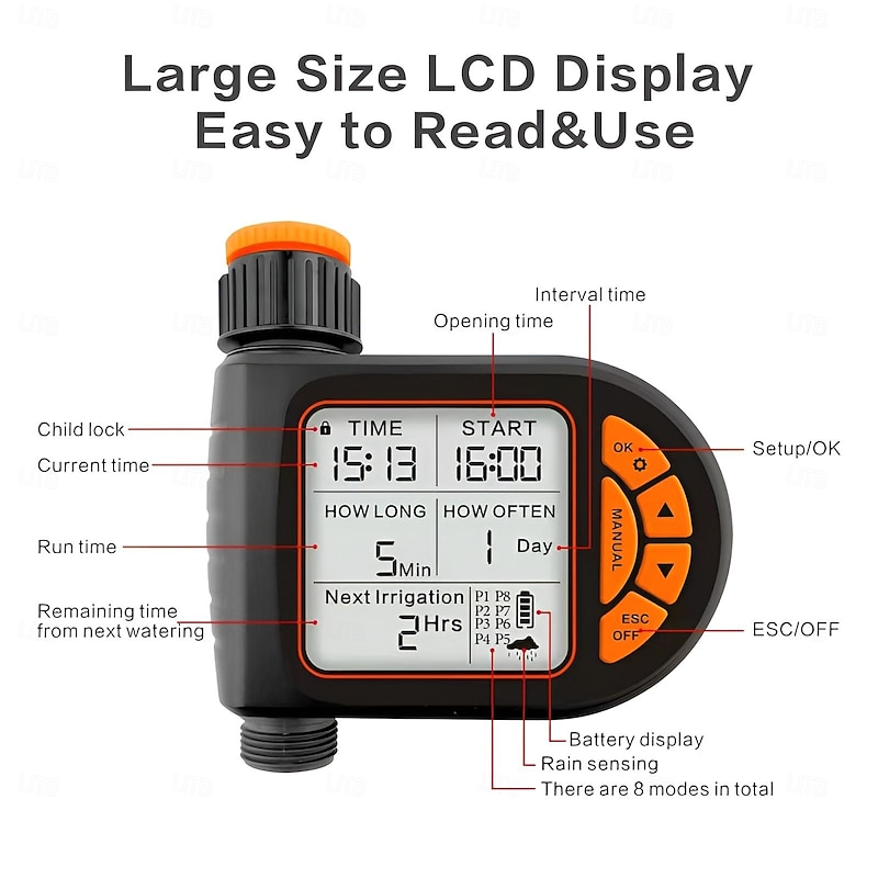 Intelligent LCD Screen Garden Irrigation Control Device Auto Water Saving Irrigation Controller Outdoor Digital Plant Watering Timer4