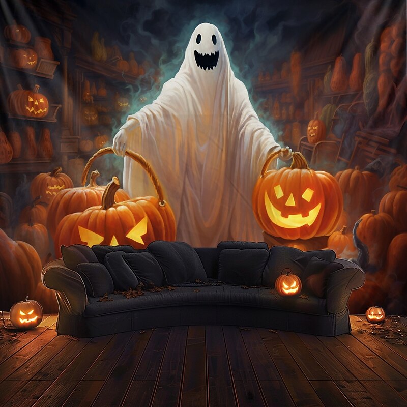 Halloween Decorations Hanging Tapestry Ghost Walking Dog Wall Art Large Tapestry Mural Decor Photograph Backdrop Blanket Curtain Home Bedroom Living Room Decoration4