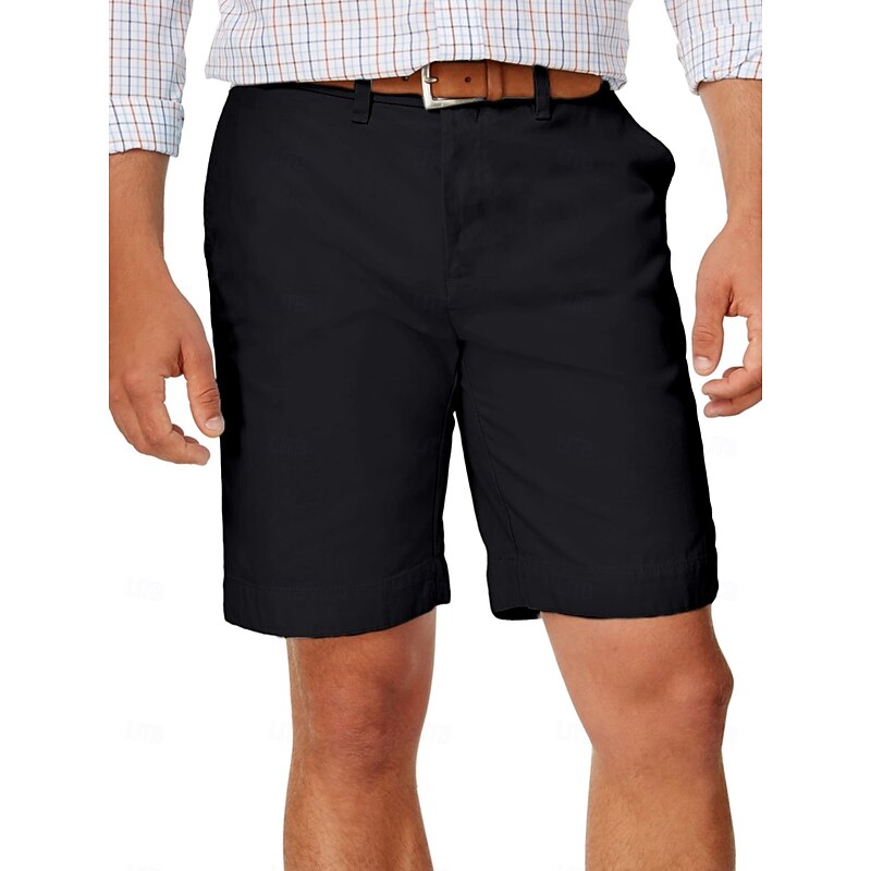 Men's Shorts Linen Shorts Dress Shorts Summer Shorts Plain Comfort Soft Outdoor Daily Going out Fashion Casual Black White4
