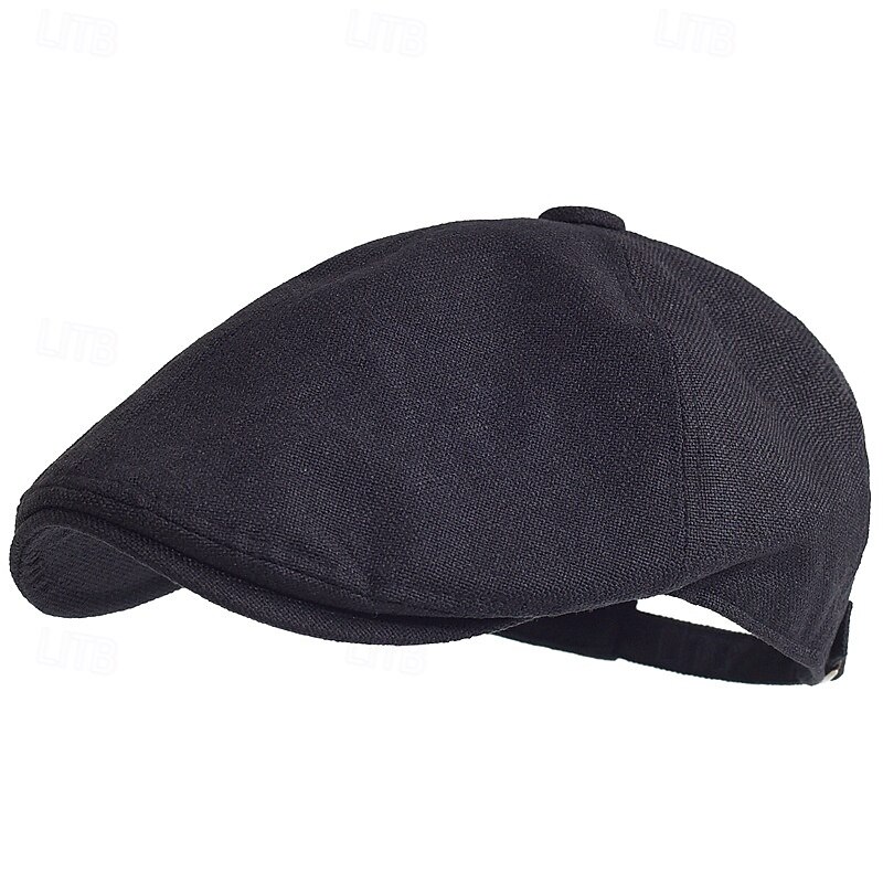 Men's Flat Cap Ascot Hat Newsboy Hat Black khaki Linen Fashion Casual Street Daily Plain Adjustable Sunscreen Breathable2