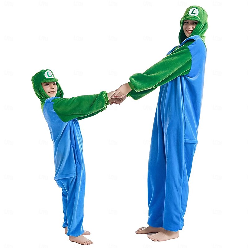 Super Bros Kigurumi Pajamas Halloween Group Family Costumes Kid's Adults' Unisex Funny Costume Party Home Wear Halloween Carnival Easy Carnival Costume2