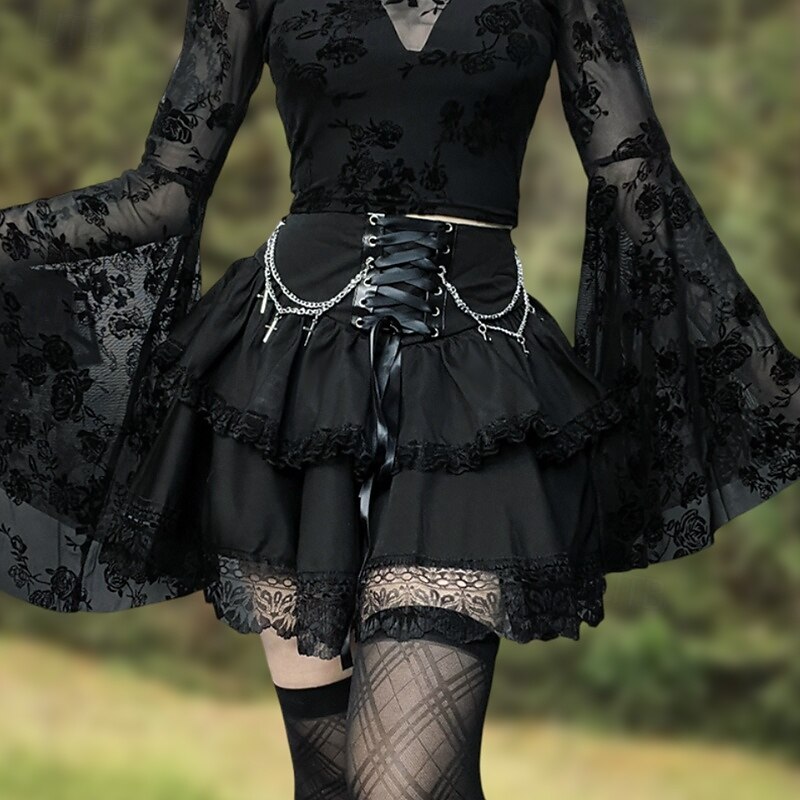 Gothic Steampunk Skirt Masquerade Goth Girl Fancy Dress Women's Masquerade Party Adults' Skirt