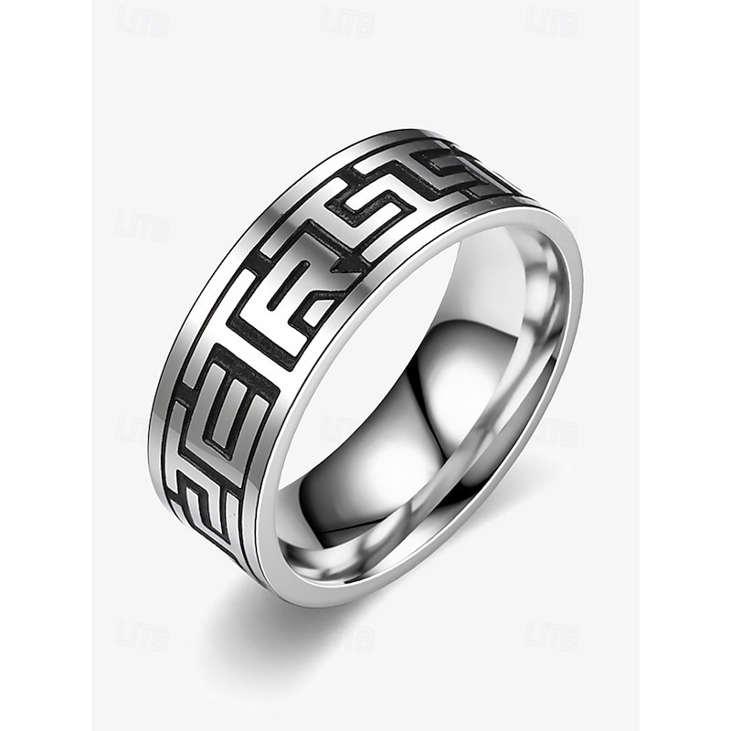 Men's Titanium Steel Rings with Engraved Geometric and Celtic Patterns, Durable and Stylish, Ideal for Daily Wear or Special Occasions4