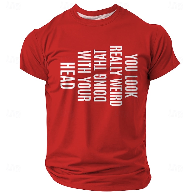 Men's Funny Slang T Shirt Short Sleeve T shirt 3D Print Crew Neck Shirt Daily Athleisure Street Sports Outdoor Red Blue Green Summer Spring Clothing Apparel S M L XL XXL XXXL