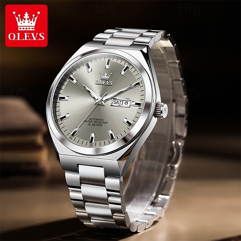 New Olevs Olevs Brand Business Men'S Steel Belt Watch Decorated Luminous Calendar Week Display Multifunctional Leisure Quartz Watch Waterproof Sports Versatile Men'S Wristwatch