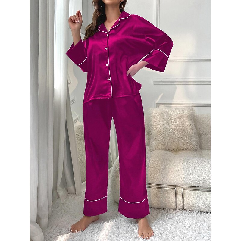 Women's Split Chemises & Gowns Nightwear - POLY Solid Colored Home Outfits4