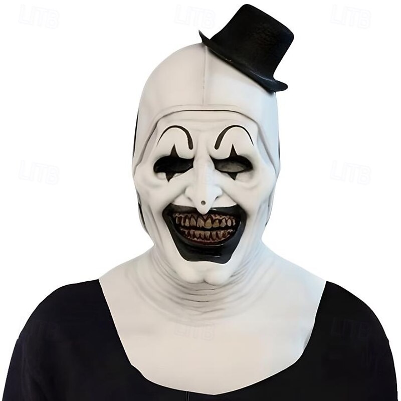 Halloween Scary Halloween Mask, Terrifier Realistic Horror Clown Halloween Mask Scary Costumes, Horror Funny Latex Full Headdress Funny Horror Mask For Halloween Masquerade Partie4