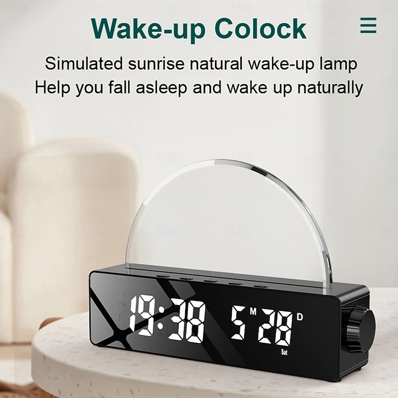 LED Smart Light Sunrise Alarm Clock Wake Up Light, Dawn Simulator Bedside Sun Lamp Multicolor Night Light with USB Charger4