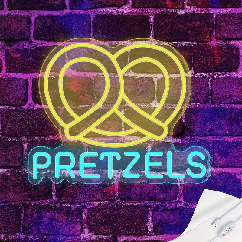 Oktoberfest Pretzels LED Neon Sign Light, Pretzels Neon Sign for Restaurant Wall Art, German Bakery Wall LED Decorations