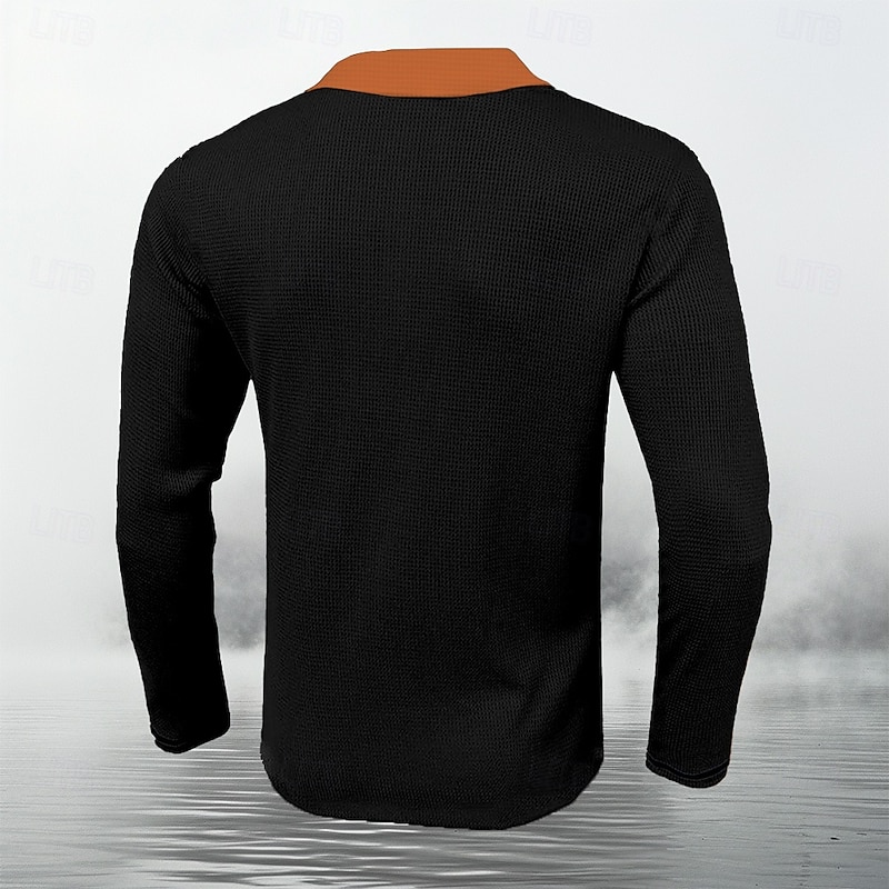 Men's Funny Duck Golf Shirt Long Sleeve Polo Shirts Collared Shirts Casual Funny Streetwear Vacation Wear Party Outfits Buttons 3D Print Spring Fall Winter Black2