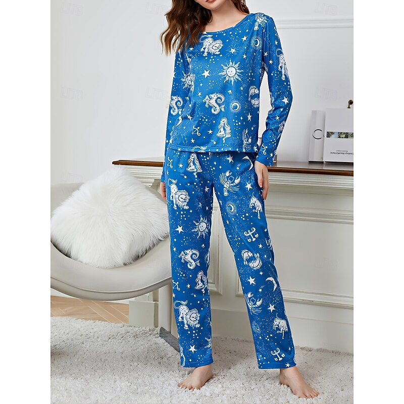 Women's Pajamas Sets Floral Animal Fashion Comfort Home Daily Bed Breathable Crew Neck Long Sleeve T shirt Tee Pant Spring Fall Home Outfits2