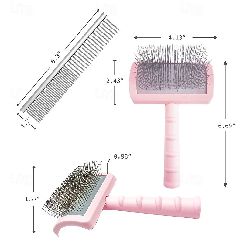 Large Firm Slicker Brush & Pet Comb Value KitExtra Long Pin Slicker Brush for Dogs GoldendoodlesLarge Dog Pet Grooming Wire Brush and DesheddingRemoves Long and loose Hair & Undercoat3