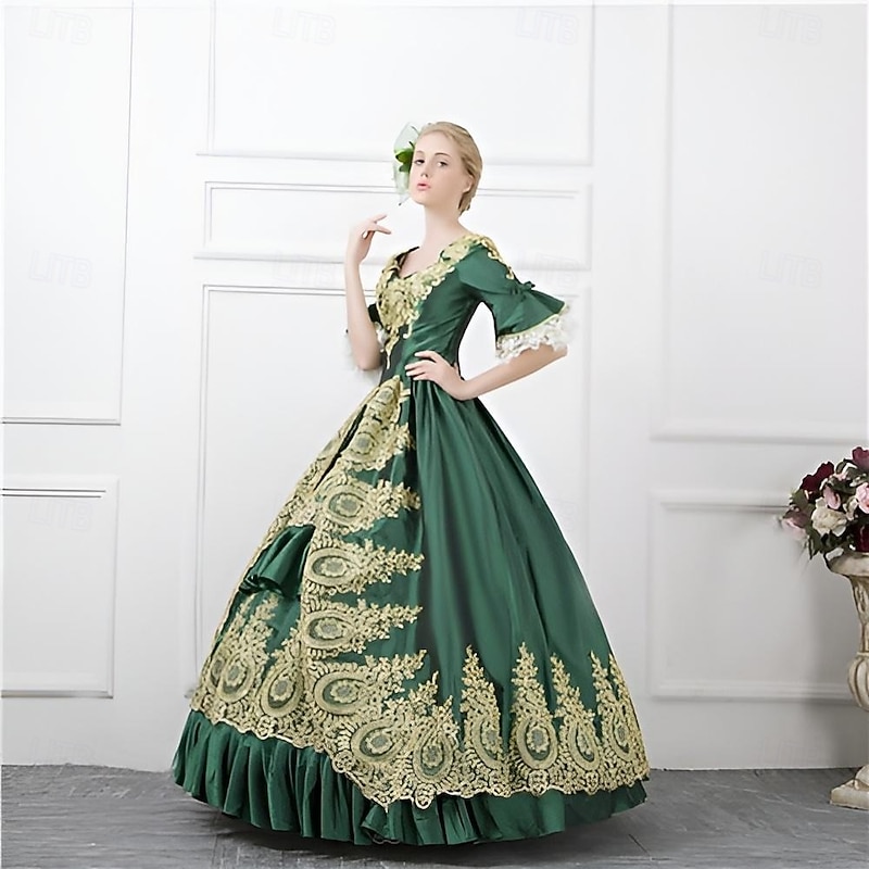 Rococo Victorian 18th Century Floor Length Long Length Dress Party Costume Masquerade Plus Size Normal Customized Floral Ball Gown Fancy Dress Women's Royal Party Prom Carnival of Venice Dress3