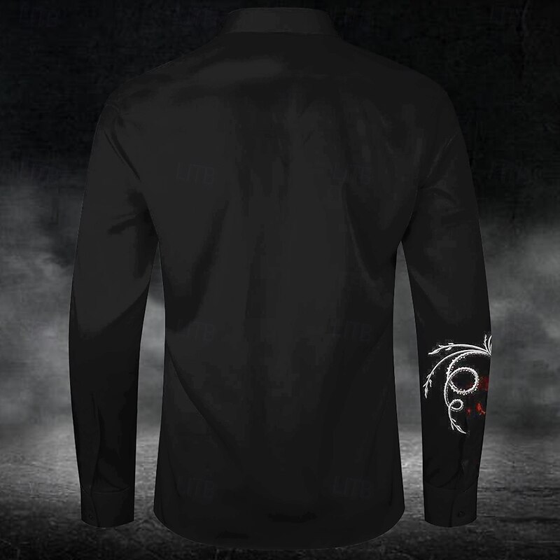 Men's Floral Halloween Costumes Day of the Dead Dress Shirt Button Up Shirt Long Sleeve Casual Business Casual Party Evening Wear Business Daily Fall Winter Spring & Summer Shirt Collar Button Up 3D2