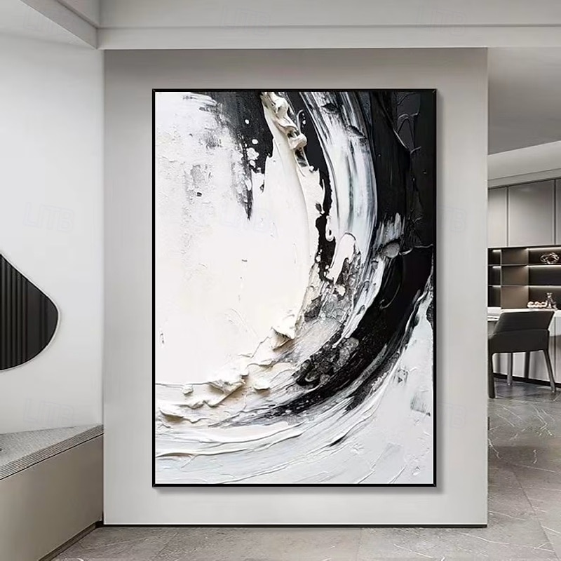 3D Black white Oil painting handmade Beige Wabi Sabi oil painting hand painted Wall Art Black Beige Painting Large handpainted Black painting Wall Art Beige Textured oil Painting Wall Art Decor2