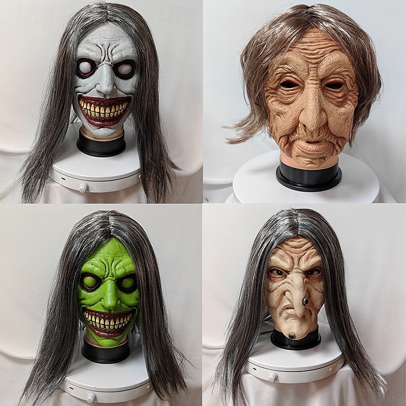 Halloween Witch Scary Smiling Demons Mask Halloween Props Adults' Men's Women's Unisex Horror Scary Costume Halloween Carnival Easy Carnival Costume for Walpurgis Night