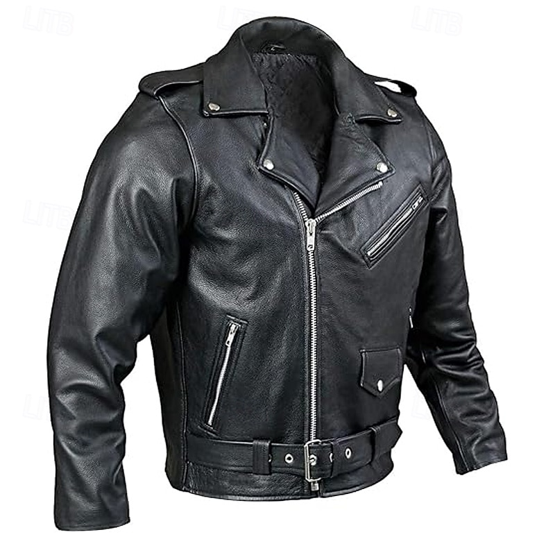 Men's Faux Leather Jacket Transition Jacket Coat Biker Jacket Daily Outdoor clothing Windproof Pocket Spring &  Fall Plain Punk Casual Lapel Regular Black Wine Blue Brown Jacket4
