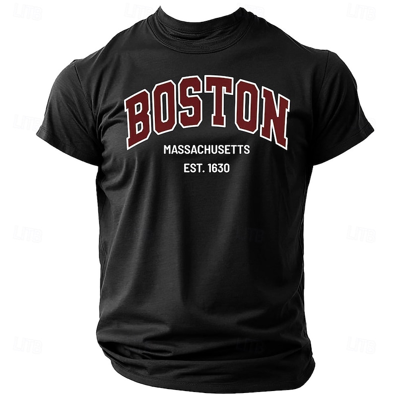 Men's Graphic T-Shirt Boston Massachusetts Est. 1630 City Pride Short Sleeve Tee2