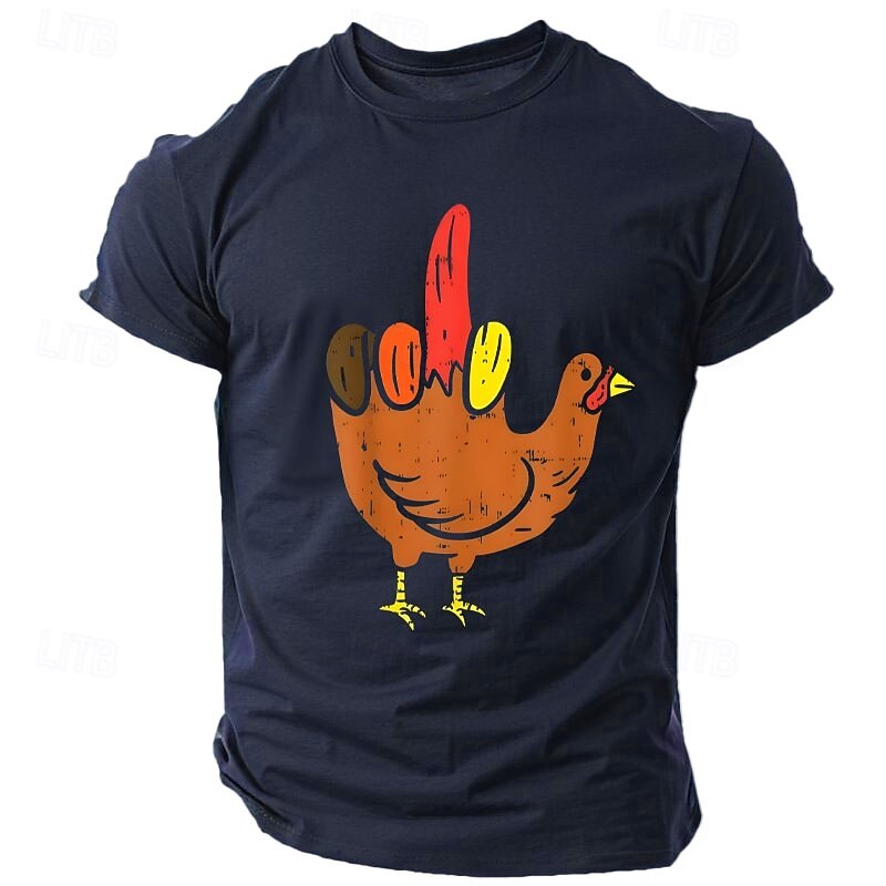 Men's Animal Funny Turkey T Shirt Tee Top 100% Cotton Short Sleeve Graphic Shirt Black Army Green Dark Blue Comfortable Tee Street Sports Outdoor Fashion Designer Clothing2