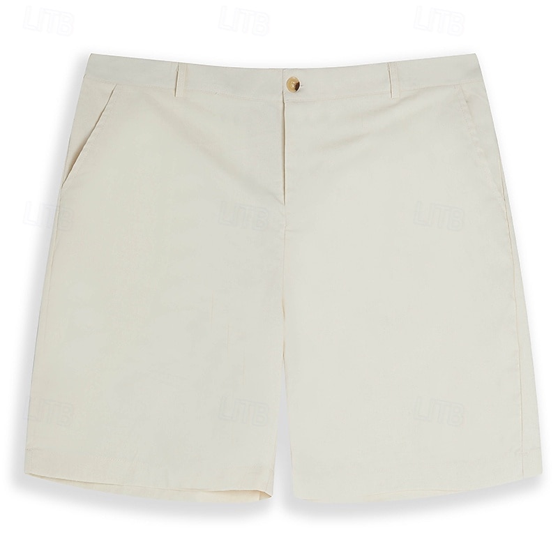 Men's Shorts Linen Shorts Dress Shorts Summer Shorts Pocket Buttons Straight Leg Plain Comfort Breathable Short Casual Daily Holiday Fashion Designer White Sky Blue4