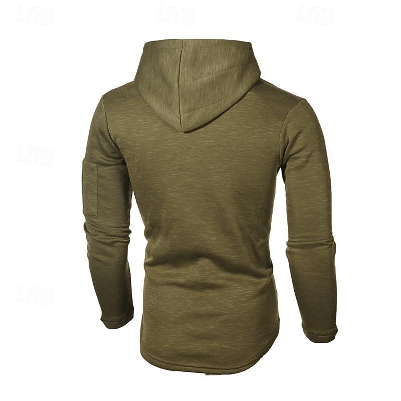 Men's T Shirt Tee Tee Top Long Sleeve Shirt Long Sleeve Hooded Spring &  Fall Plain Fashion Designer Basic Vacation Street Going out Black White Khaki Top Tee for Men4