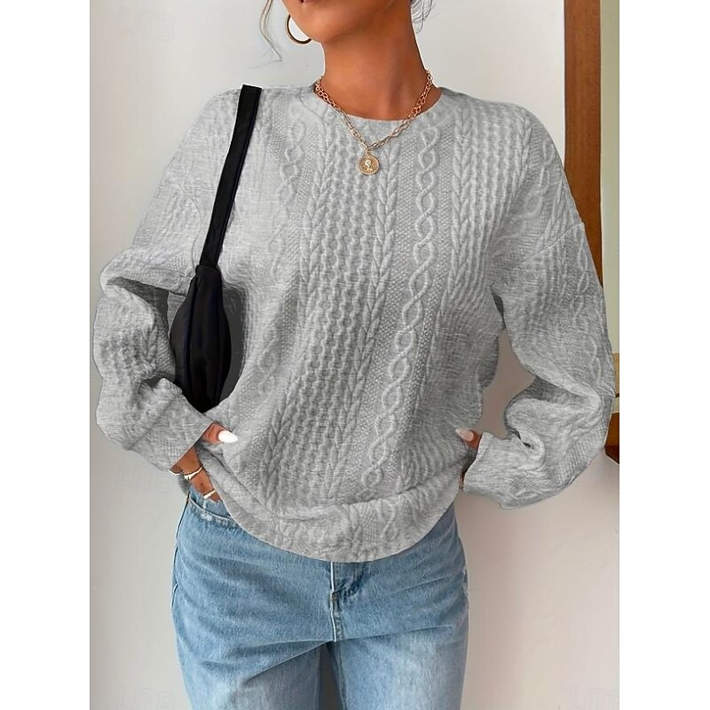 Women's Sweatshirt Elegant Vintage Plain Work Dailywear Casual Crew Neck Patchwork Long Sleeve Black White Blue Gray Fall Winter4