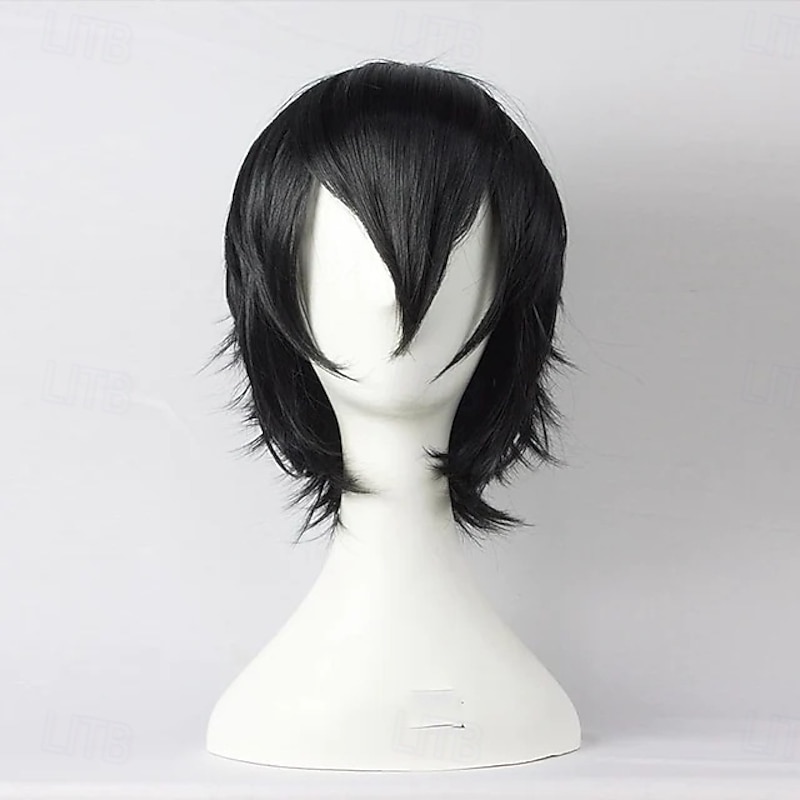 Short Anime Straight Synthetic Wigs with Bangs High Temperature Resistance Anime Party Costume Cosplay Wig for Men and Women4