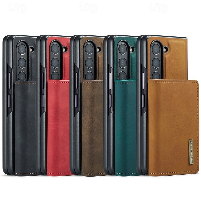 Phone Case For Samsung Galaxy Z Fold 7 Z Fold 6 Z Fold 5 Z Fold 4 Z Fold 3 Back Cover with Stand Holder Magnetic Card Slot Retro TPU PC PU Leather