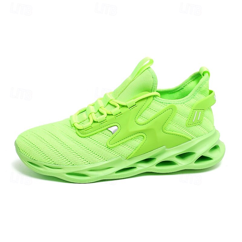 Men's Vibrant Neon Green Athletic Sneakers with Innovative Design, Perfect for Running and High-Impact Sports3