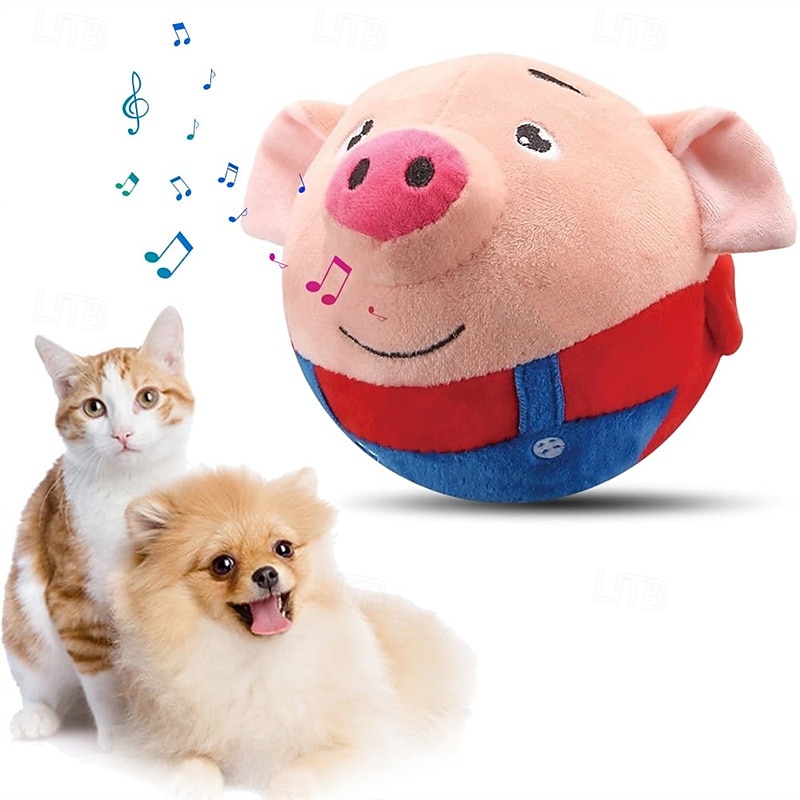 Active Moving Pet Plush Toy 2024 New Interactive Dog Toy for Boredom Squeaky Dog Toys for Small Dogs Moving Dog Ball Toy Pig Plush Sound Electronic Dog Toy Rechargeable Pet Bouncing Balls Toy