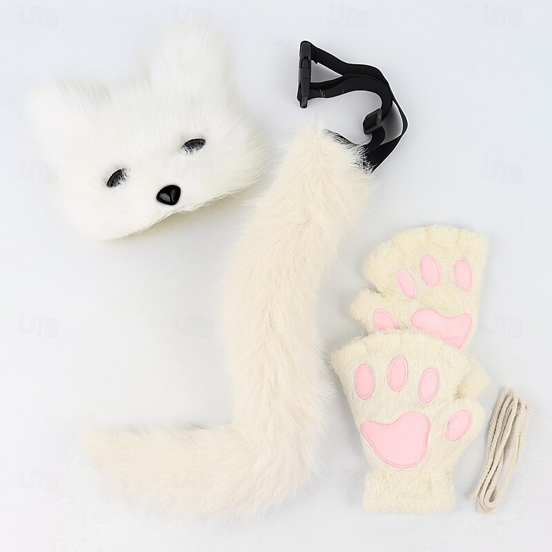 Therian Mask and Tail Set for Girls,Cute Cosplay Costume for Masquerade,Birthday2