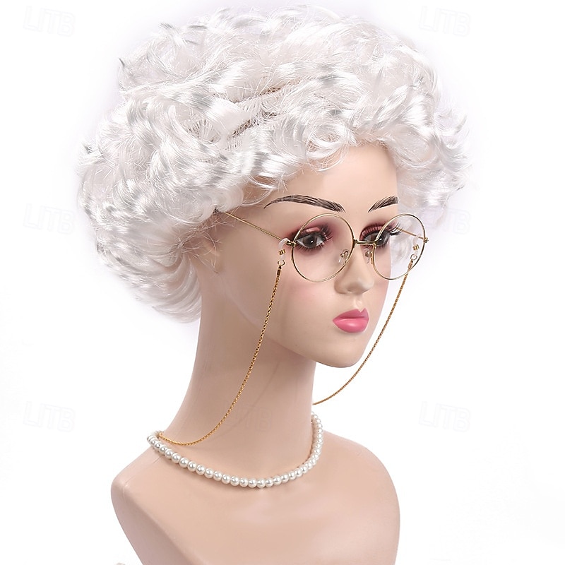 Grandma Wig Old Lady Costume for Women Halloween Cosplay Party Wigs2
