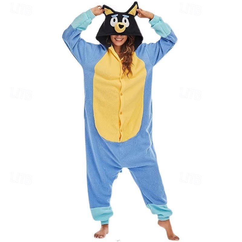 Adults' Animal Onesie Costume Carnival Costume Cartoon Blue Dog Onesie Pajamas Kigurumi Pajamas Charm Funny Costume For Men and Women Carnival Cartoon