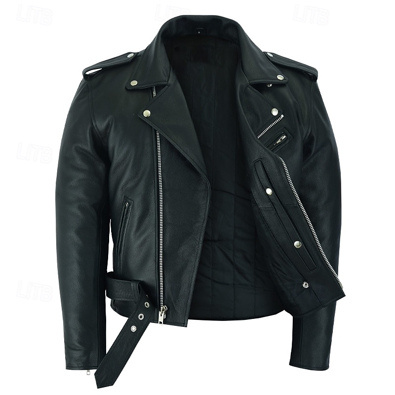 Men's Faux Leather Jacket Transition Jacket Coat Biker Jacket Daily Outdoor clothing Windproof Pocket Spring &  Fall Plain Punk Casual Lapel Regular Black Wine Blue Brown Jacket2