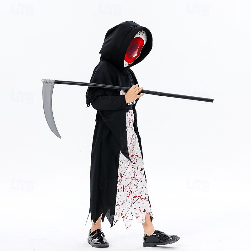 Grim Reaper Halloween Costume Scary Costume Kid's Boys' Girls' Carnival Masquerade Party / Evening Easy Halloween Costumes Dress Up3