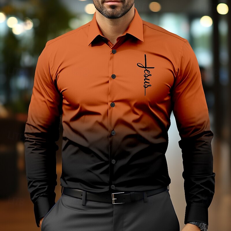 Men's Dress Shirt Button Up Shirt Gothic Horror Business Daily White Red Blue Purple Long Sleeve Shirt Collar Fall Spring & Summer Clothing Apparel Button Up