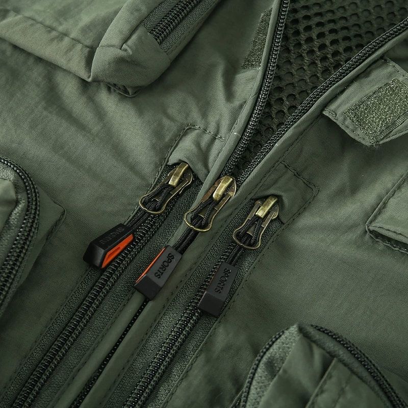 Men's Camo / Camouflage Vest Waistcoat Gilet Tactical Practical Removable Casual Sports Outdoor Fishing Photography Side Pockets Quick Dry Mesh Fall Winter Collarless Sleeveless Army Green4