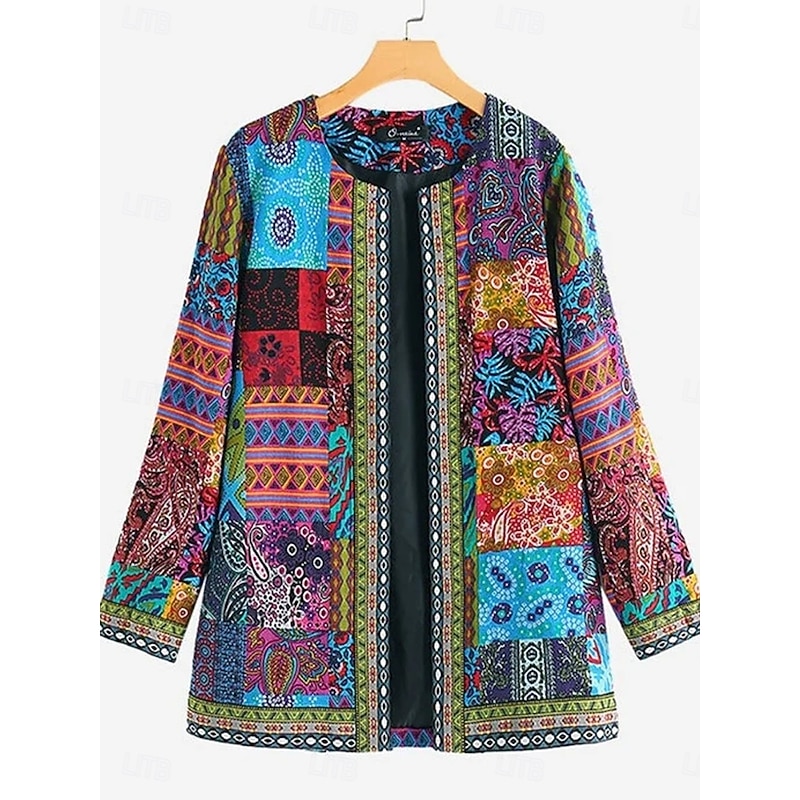 Women's Dressy Dusters Dressy Jackets Casual Jacket Spring Fall Winter Regular Coat Regular Fit Comfortable Casual / Daily Fashion Jacket Long Sleeve Print Solid Color Plain Adjustable Pink3