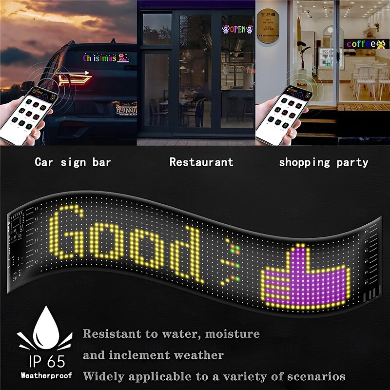Car Led Flexible Display App Bluetooth Car Advertising Screen Full Color Smart Car Sticker IP65 Waterproof Soft Screen Display4