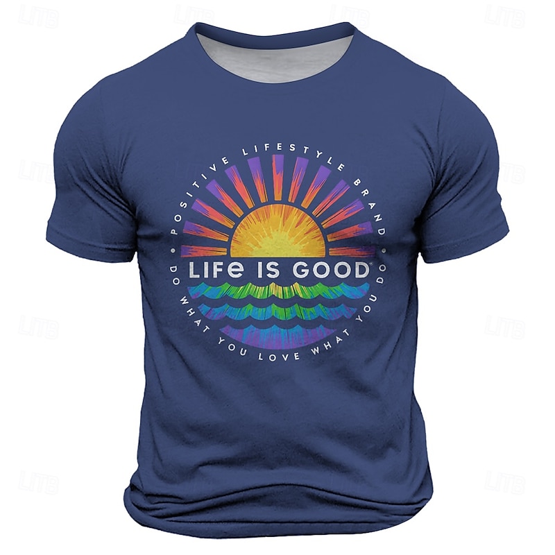 Men's Funny Slang T Shirt Short Sleeve T shirt 3D Print Crew Neck Shirt Retro Vintage Casual Street Casual Bar Blue Purple Brown Spring & Summer Clothing Apparel S M L XL XXL XXXL