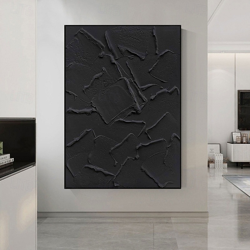 Abstract 3D black oil painting handmade Wabi sabi oil painting handmade Wall Art 3D Abstract Painting on Canvas Beige Texture OIL PAINTING Wall Art Neutral Abstract Wall Art Boho Wal Decor2