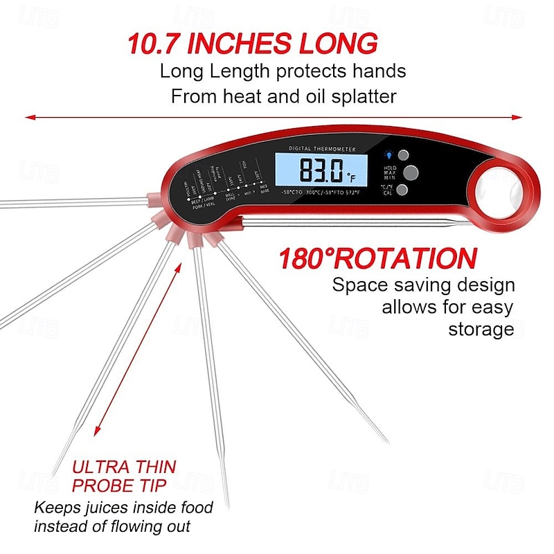 Digital Meat Thermometer Instant Read Waterproof Food Thermometer BBQ thermometer with Backlight Magnet Calibration Thermometer for Kitchen Cooking4