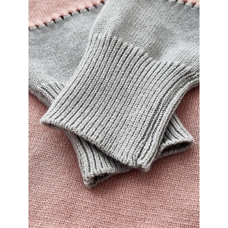 Women's Sweater Pullover Sweater Jumper Casual Sweater Casual Soft Leopard Striped Ribbed V Neck Knitted Long Sleeve Regular Tops Knit Outdoor Daily Weekend Pink Fall Winter4