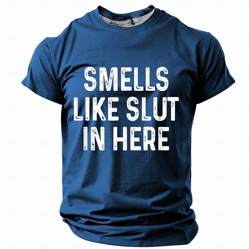 Men's Funny Slang T Shirt Short Sleeve T shirt 3D Print Crew Neck Shirt Retro Vintage Casual Street Style Street Sports Outdoor Casual Black Blue Gray Spring & Summer Clothing Apparel S M L XL 2XL 3XL