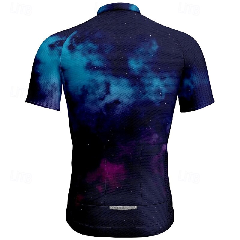 Men's Cycling Jersey Gradient Short Sleeve Bike Tee Tshirt Jersey with 3 Rear Pockets Mountain Bike MTB Quick Dry Anatomic Design Wicking Breathable Sports Navy Blue Blue Clothing Apparel2