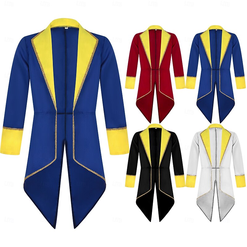 Vintage Punk & Gothic 18th Century Coat Cosplay Costume Tuxedo Vampire Gentleman Embroidered Fancy Dress Men's Halloween Carnival Masquerade Performance Renaissance Fair LARP Adults' Tuxedo All